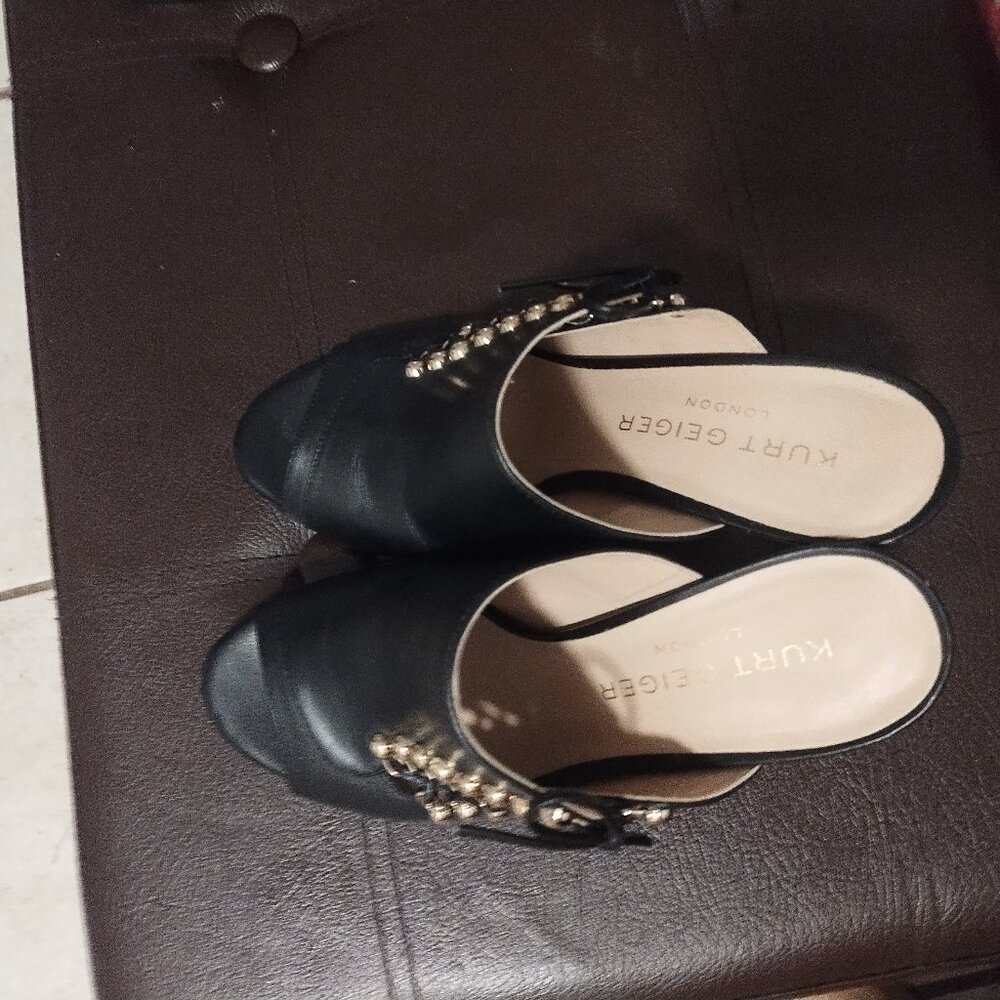 Kurt Geiger London black gold studded sexy heels wirh sexy bow